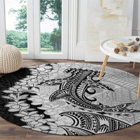 Polynesian Plumeria Lei Round Carpet with Hammerhead Shark LT7 - Polynesian Pride