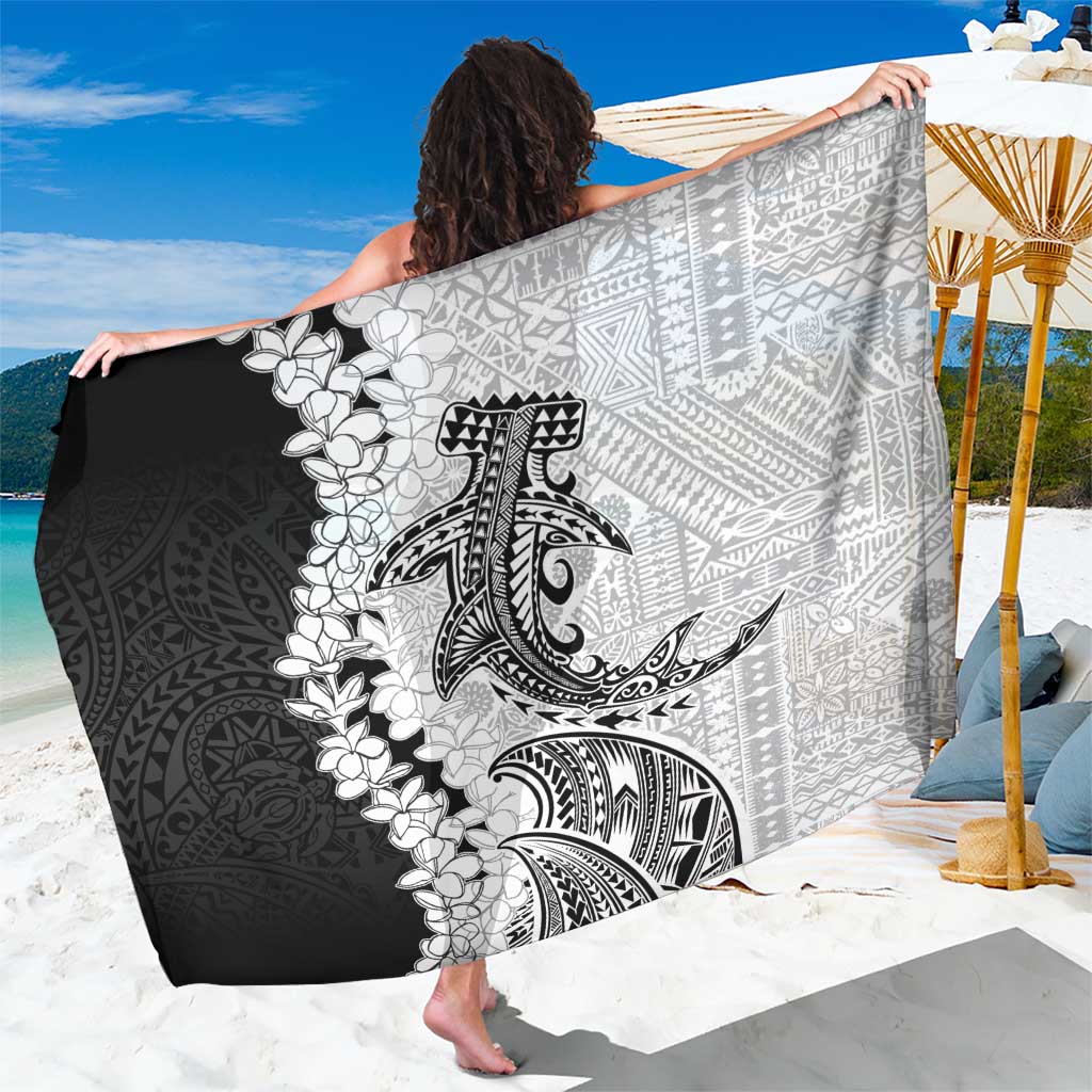 Polynesian Plumeria Lei Sarong with Hammerhead Shark LT7 One Size 44 x 66 inches Black - Polynesian Pride