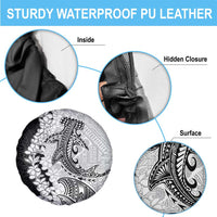 Polynesian Plumeria Lei Spare Tire Cover with Hammerhead Shark