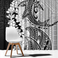 Polynesian Plumeria Lei Window Curtain with Hammerhead Shark