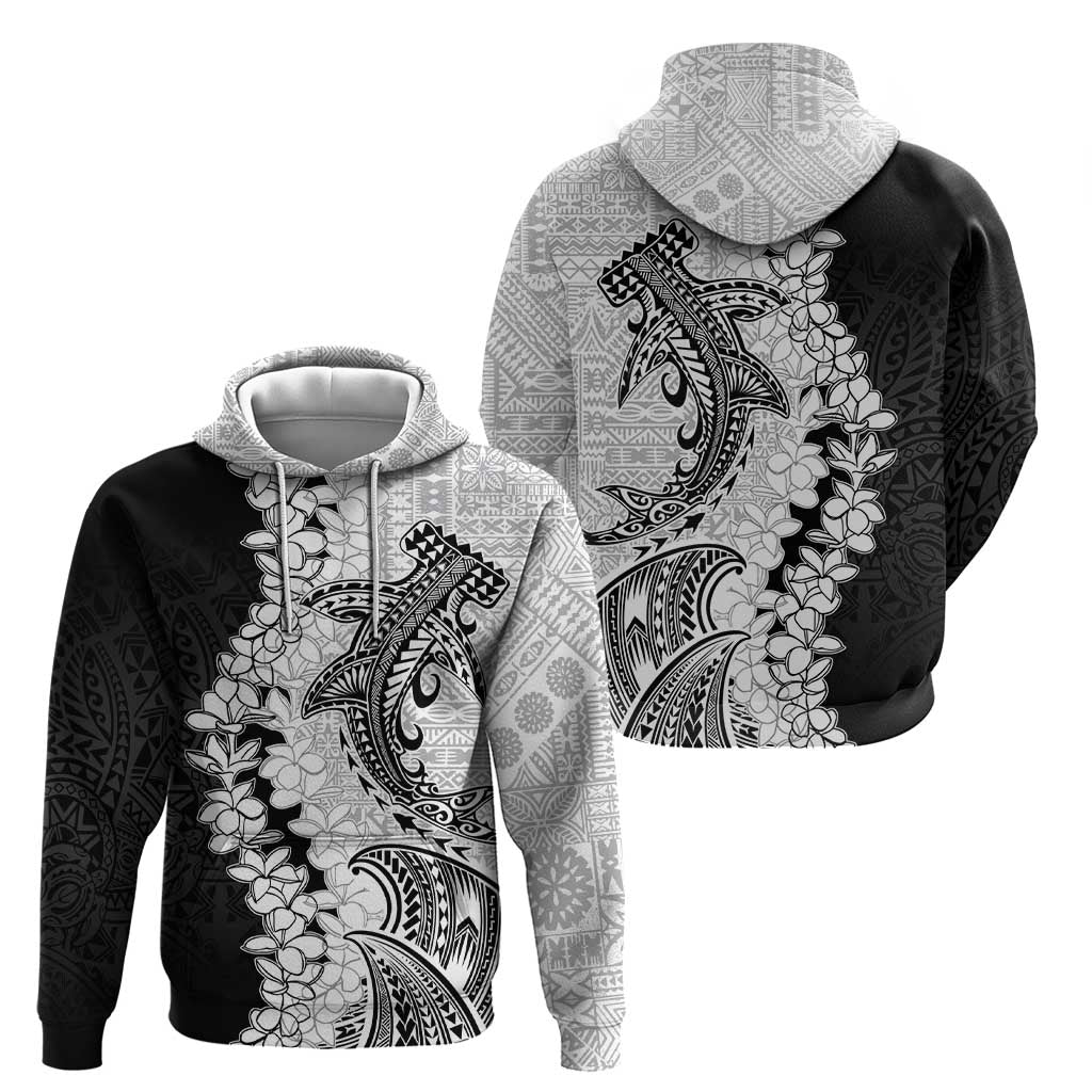Polynesian Plumeria Lei Zip Hoodie with Hammerhead Shark LT7 - Polynesian Pride