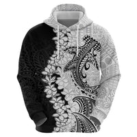 Polynesian Plumeria Lei Zip Hoodie with Hammerhead Shark LT7 - Polynesian Pride