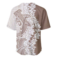 Polynesian Beige Plumeria Lei Baseball Jersey with Hammerhead Shark LT7 - Polynesian Pride