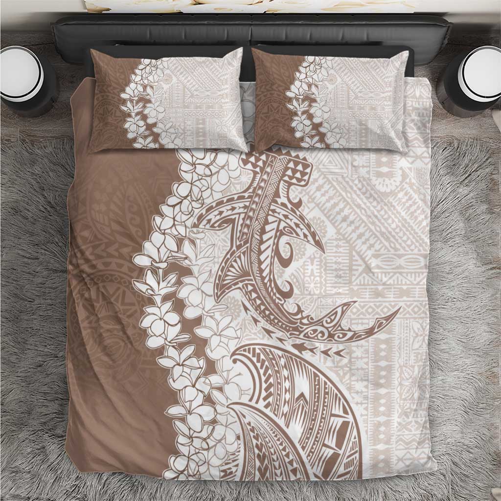 Polynesian Beige Plumeria Lei Bedding Set with Hammerhead Shark LT7 Beige - Polynesian Pride