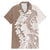 Polynesian Beige Plumeria Lei Family Matching Mermaid Dress and Hawaiian Shirt with Hammerhead Shark