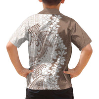 Polynesian Beige Plumeria Lei Family Matching Tank Maxi Dress and Hawaiian Shirt with Hammerhead Shark LT7 - Polynesian Pride
