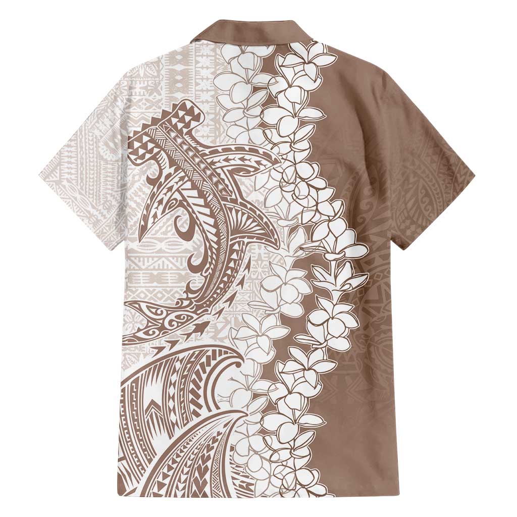 Polynesian Beige Plumeria Lei Family Matching Tank Maxi Dress and Hawaiian Shirt with Hammerhead Shark LT7 - Polynesian Pride