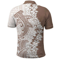 Polynesian Beige Plumeria Lei Polo Shirt with Hammerhead Shark