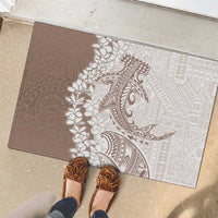 Polynesian Beige Plumeria Lei Rubber Doormat with Hammerhead Shark LT7 - Polynesian Pride