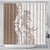 Polynesian Beige Plumeria Lei Shower Curtain with Hammerhead Shark