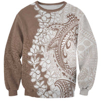 Polynesian Beige Plumeria Lei Sweatshirt with Hammerhead Shark LT7 Unisex Beige - Polynesian Pride
