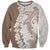 Polynesian Beige Plumeria Lei Sweatshirt with Hammerhead Shark