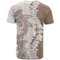 Polynesian Beige Plumeria Lei T Shirt with Hammerhead Shark