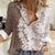 Polynesian Beige Plumeria Lei Women Casual Shirt with Hammerhead Shark