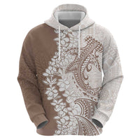 Polynesian Beige Plumeria Lei Zip Hoodie with Hammerhead Shark LT7 - Polynesian Pride