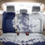 Polynesian Navy Blue Plumeria Lei Back Car Seat Cover with Hammerhead Shark