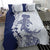 Polynesian Navy Blue Plumeria Lei Bedding Set with Hammerhead Shark