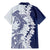 Polynesian Navy Blue Plumeria Lei Family Matching Mermaid Dress and Hawaiian Shirt with Hammerhead Shark