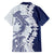 Polynesian Navy Blue Plumeria Lei Family Matching Summer Maxi Dress and Hawaiian Shirt with Hammerhead Shark