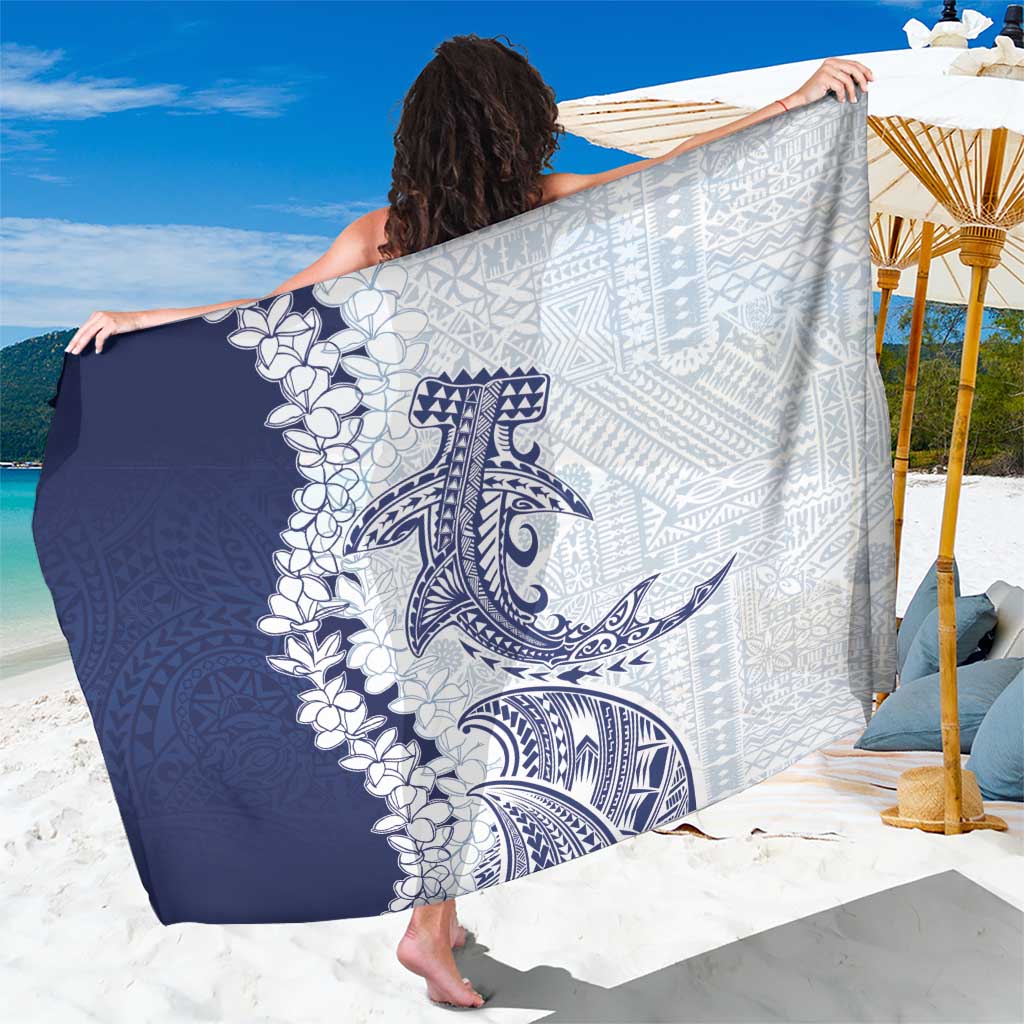 Polynesian Navy Blue Plumeria Lei Sarong with Hammerhead Shark LT7 One Size 44 x 66 inches Navy Blue - Polynesian Pride