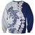 Polynesian Navy Blue Plumeria Lei Sweatshirt with Hammerhead Shark