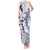Polynesian Navy Blue Plumeria Lei Tank Maxi Dress with Hammerhead Shark