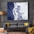 Polynesian Navy Blue Plumeria Lei Tapestry with Hammerhead Shark