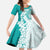 Polynesian Teal Plumeria Lei Family Matching Tank Maxi Dress and Hawaiian Shirt with Hammerhead Shark