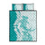 Polynesian Teal Plumeria Lei Quilt Bed Set with Hammerhead Shark