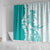 Polynesian Teal Plumeria Lei Shower Curtain with Hammerhead Shark