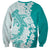 Polynesian Teal Plumeria Lei Sweatshirt with Hammerhead Shark