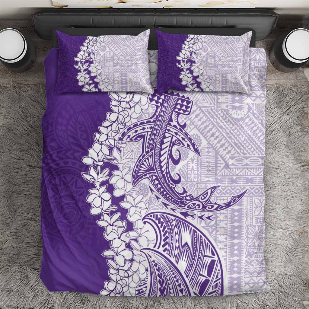 Polynesian Purple Plumeria Lei Bedding Set with Hammerhead Shark LT7 Purple - Polynesian Pride