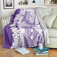 Polynesian Purple Plumeria Lei Blanket with Hammerhead Shark