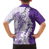 Polynesian Purple Plumeria Lei Family Matching Tank Maxi Dress and Hawaiian Shirt with Hammerhead Shark LT7 - Polynesian Pride