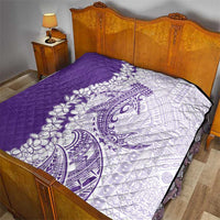 Polynesian Purple Plumeria Lei Quilt with Hammerhead Shark