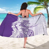 Polynesian Purple Plumeria Lei Sarong with Hammerhead Shark
