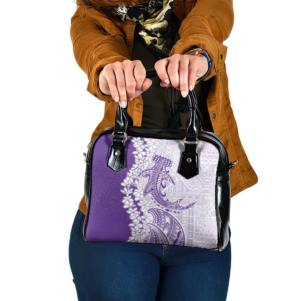 Polynesian Purple Plumeria Lei Shoulder Handbag with Hammerhead Shark LT7 One Size Purple - Polynesian Pride