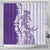 Polynesian Purple Plumeria Lei Shower Curtain with Hammerhead Shark