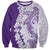 Polynesian Purple Plumeria Lei Sweatshirt with Hammerhead Shark