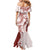 Polynesian Crimson Plumeria Lei Family Matching Mermaid Dress and Hawaiian Shirt with Hammerhead Shark