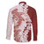 Polynesian Crimson Plumeria Lei Family Matching Puletasi and Hawaiian Shirt with Hammerhead Shark