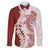 Polynesian Crimson Plumeria Lei Family Matching Tank Maxi Dress and Hawaiian Shirt with Hammerhead Shark