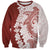 Polynesian Crimson Plumeria Lei Sweatshirt with Hammerhead Shark