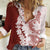 Polynesian Crimson Plumeria Lei Women Casual Shirt with Hammerhead Shark
