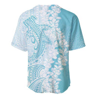 Polynesian Turquoise Plumeria Lei Baseball Jersey with Hammerhead Shark LT7 - Polynesian Pride