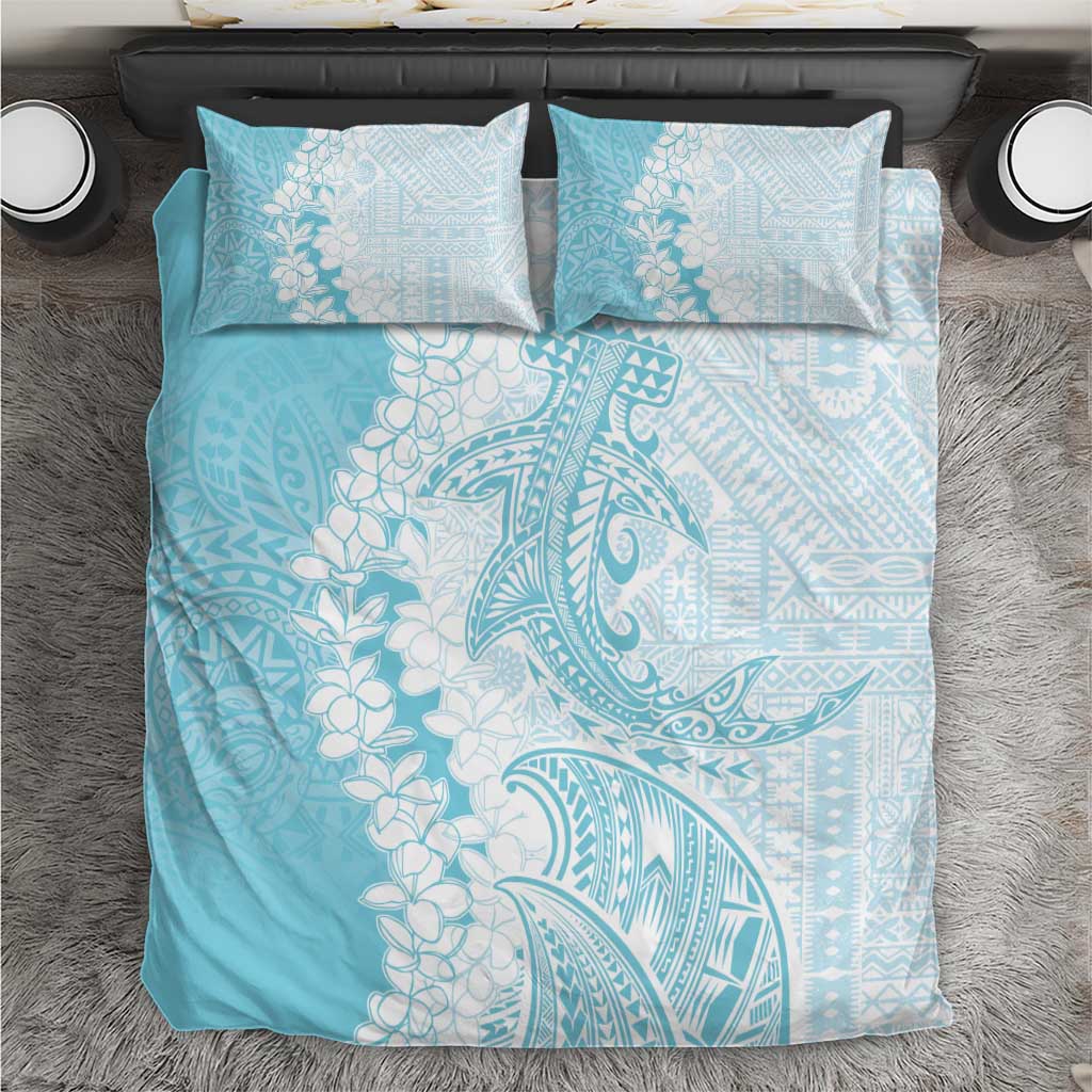 Polynesian Turquoise Plumeria Lei Bedding Set with Hammerhead Shark LT7 Turquoise - Polynesian Pride