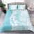 Polynesian Turquoise Plumeria Lei Bedding Set with Hammerhead Shark