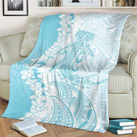 Polynesian Turquoise Plumeria Lei Blanket with Hammerhead Shark