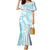 Polynesian Turquoise Plumeria Lei Family Matching Mermaid Dress and Hawaiian Shirt with Hammerhead Shark