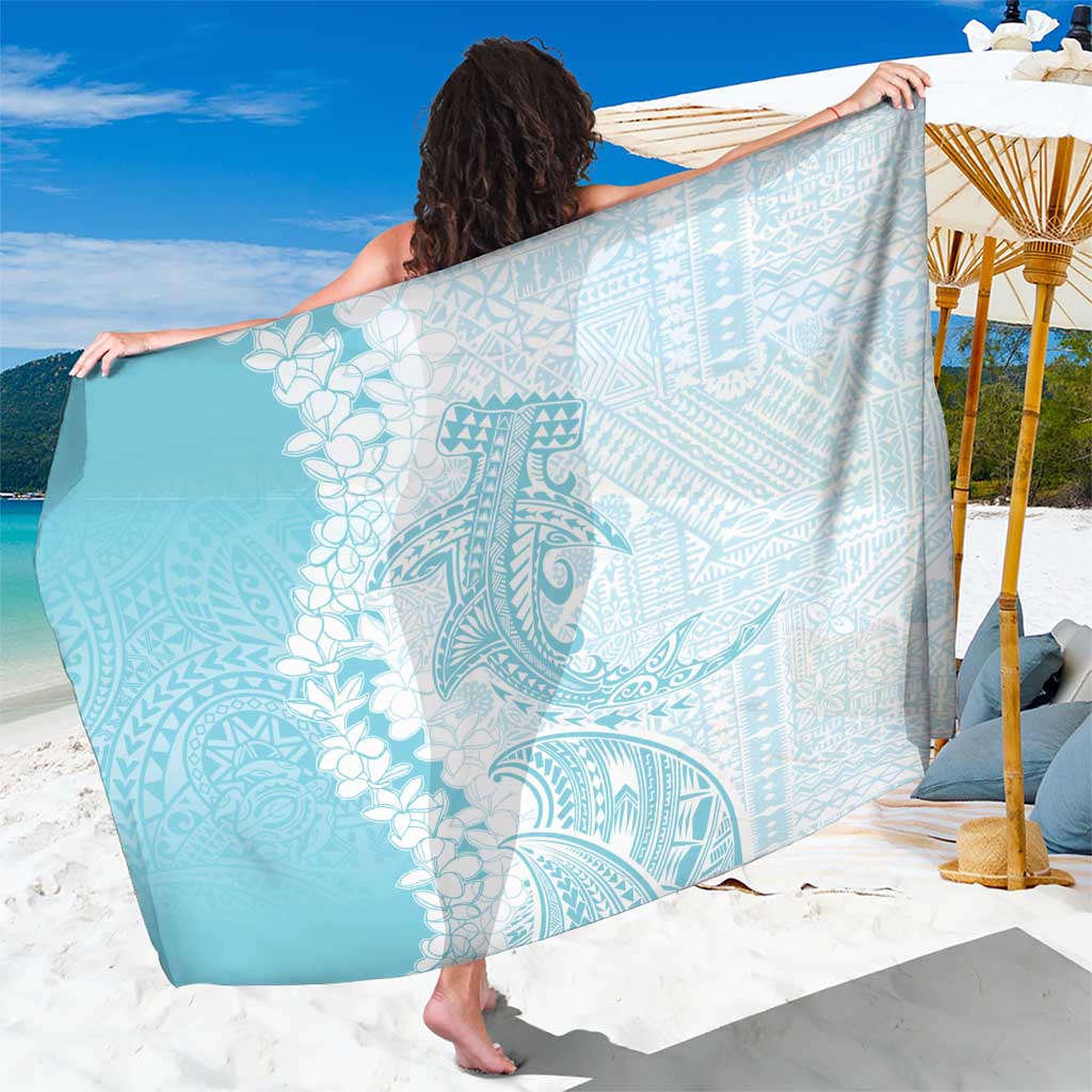Polynesian Turquoise Plumeria Lei Sarong with Hammerhead Shark LT7 One Size 44 x 66 inches Turquoise - Polynesian Pride